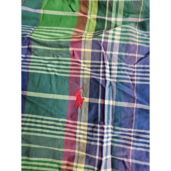 Ralph Lauren Long Sleeve Shirt Mens XXL Blue Green Plaid Classic Fit Red Pony - Picture 5 of 9